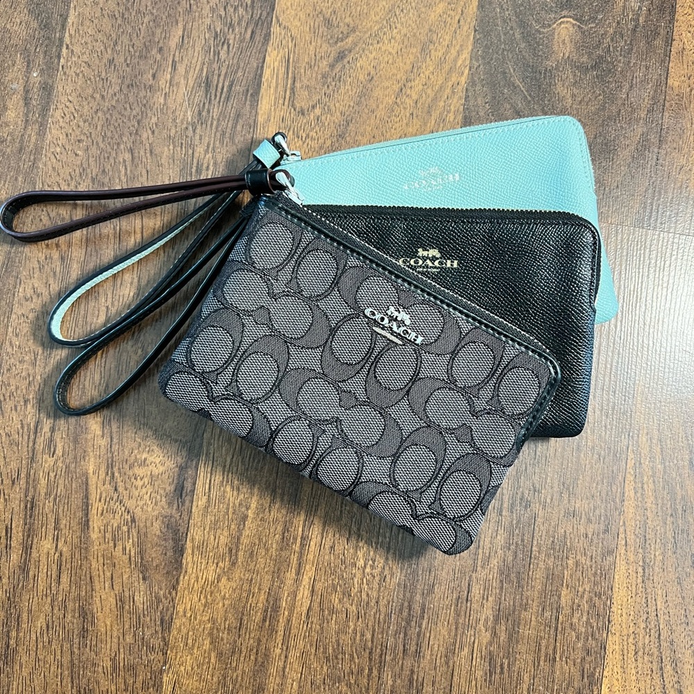 3 Coach Corner Zip Wristlets